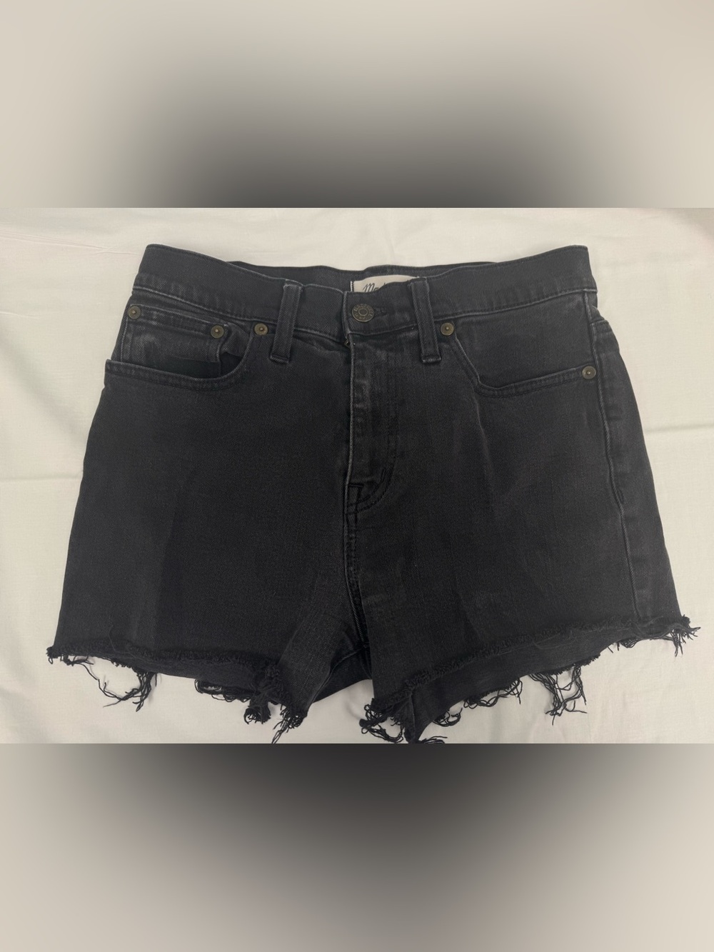Madewell Black High-Rise Frayed Hem Jean Shorts